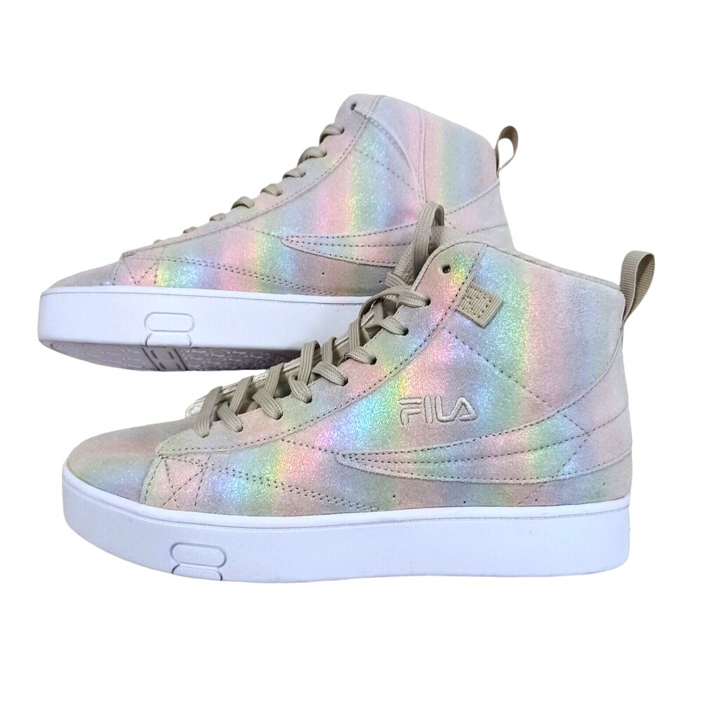 Fila Gennaio Prism Leather Suede Sneaker Women's Sz 9.5 Metallic Rainbow High